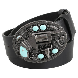 Westernbälte i äkta läder med pistolspänne