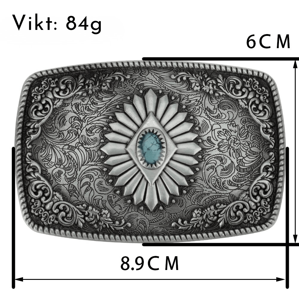 Westernbälte i läder med stendetalj