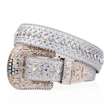Westernbälte med glittriga rhinestones Silver / 105cm