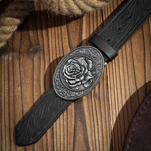 Westernbälte med rosenspänne