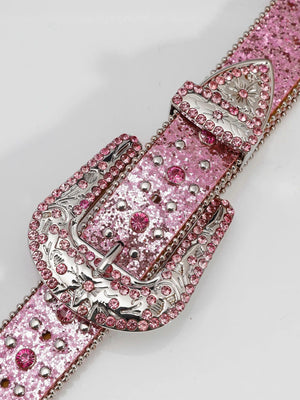 Westernbälte Rosa med Strass och Korsdetaljer