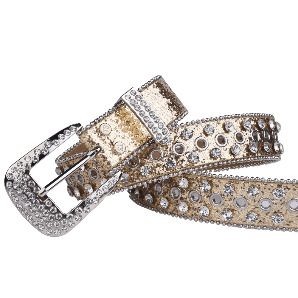 Westernbälte Silverfärgat med Strass och Nitar