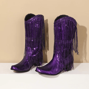 Westernboots med Glittrande Fransdesign