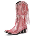 Westernboots med Glittrande Fransdesign Rosa / 35
