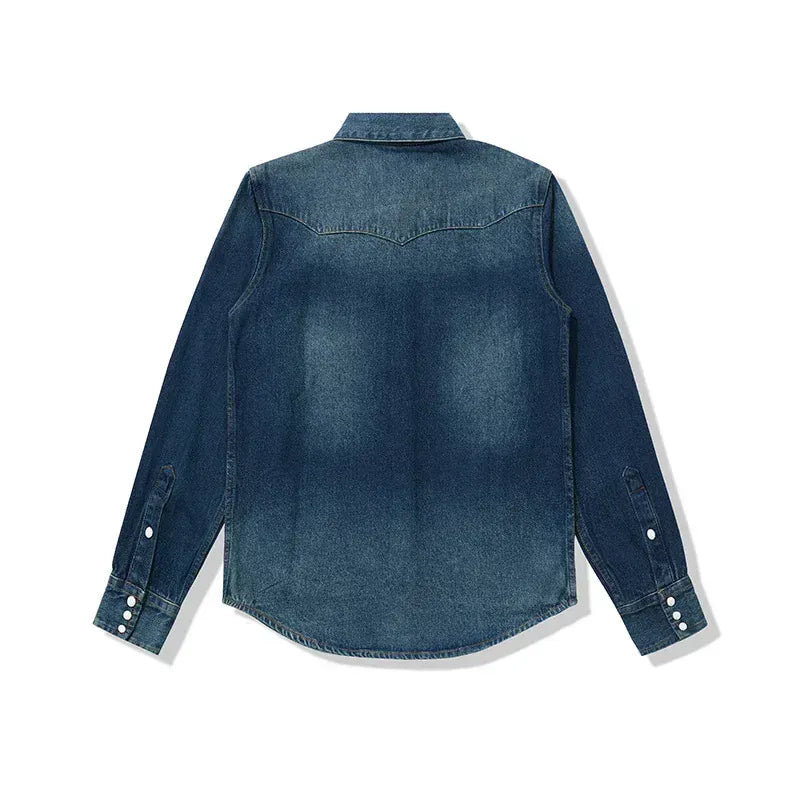 Westernskjorta i tvättad denim