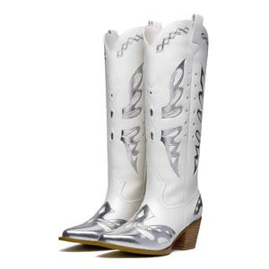 Vita och Silverfärgade Cowgirl Boots